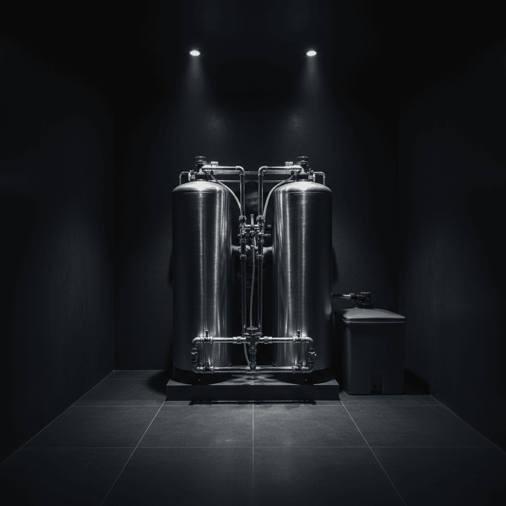 Dual-tank water softener for continuous soft water