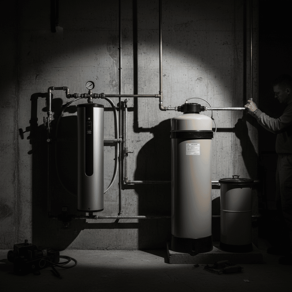 Salt-free water conditioner system installation